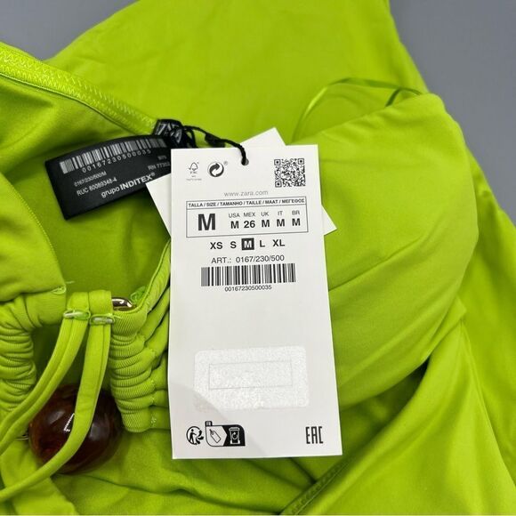 Zara Lime Green Bead Bandeau One Piece Swimsuit - Picture 3 of 5